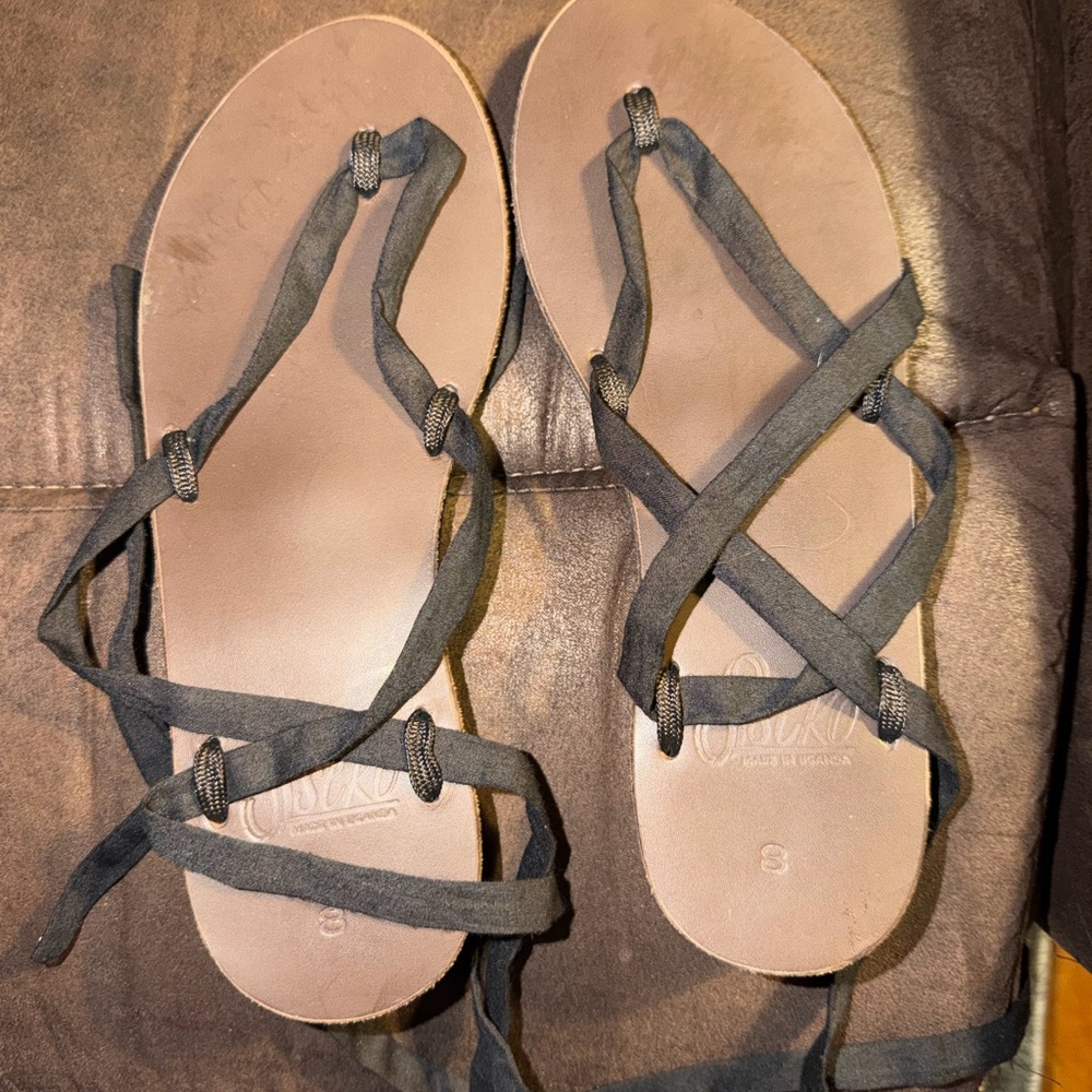 Sseko Black Strappy Sandals